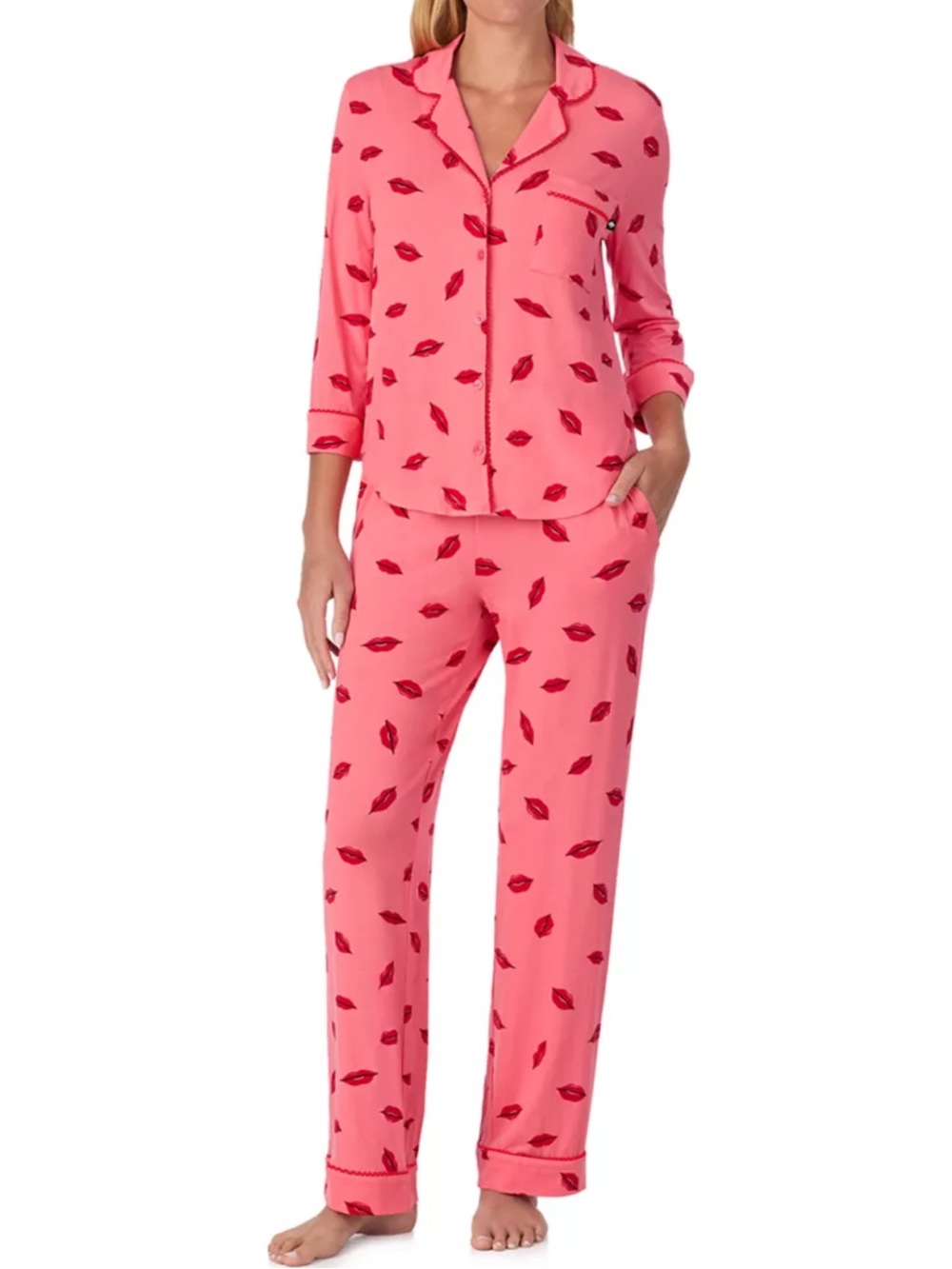 KATE SPADE NEW YORK
3/4 Sleeve Modal Jersey Notch Collar PJ Set
